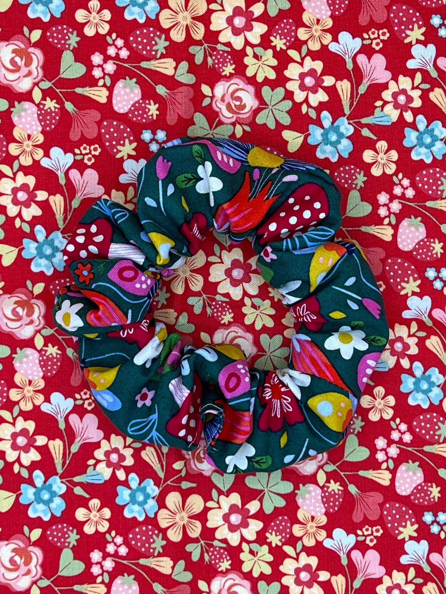 Mushroom Floral Scrunchie
